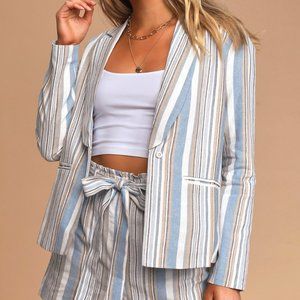Lulus Le Cascate White Multi Striped Blazer